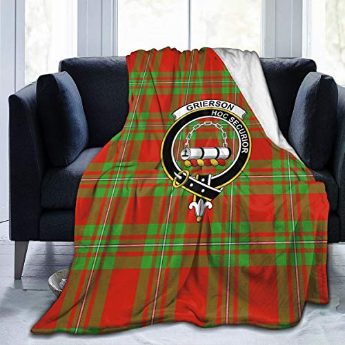 Jun2K Ultra-Soft Micro Fleece Blanket,Grierson Tartan Clan Badge Throw Blanket Sheet 50"x40"