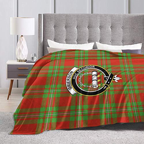 Jun2K Ultra-Soft Micro Fleece Blanket,Grierson Tartan Clan Badge Throw Blanket Sheet 50"x40"