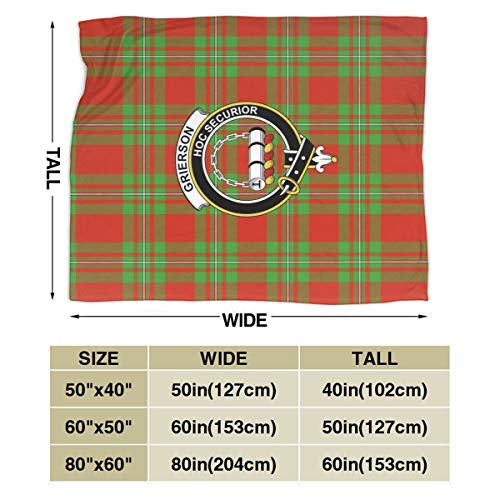 Jun2K Ultra-Soft Micro Fleece Blanket,Grierson Tartan Clan Badge Throw Blanket Sheet 50"x40"