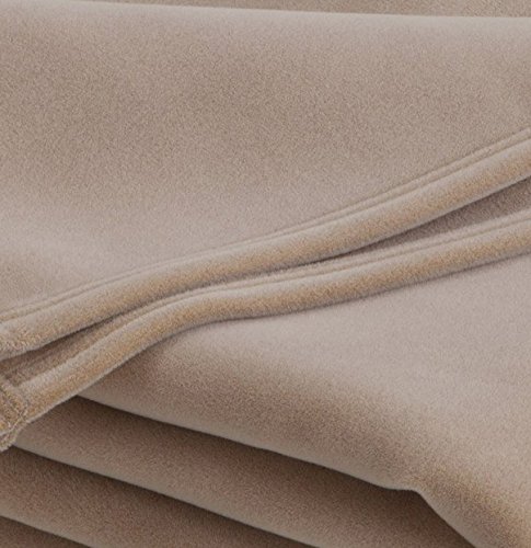 Vellux 1B07031 Original Insulating Core Hotel Style Solid blanket Machine Washable Soft Cozy Warm Thermal Durable Pet Friendly All Seasons Layering Bed Sofa Blankets, Full Queen, Beige