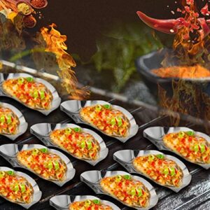 set of 24 stainless steel grillable oyster shells reusable clam shells for baked grilled oyster shells for cooking silver oyster grilling shells kitchen metal oyster dish for seafood clam scallop