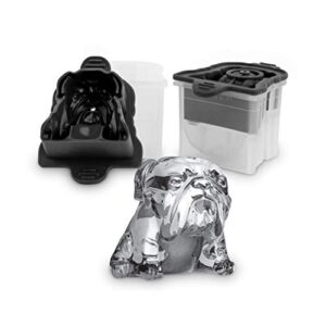 tovolo leak-free, slow-melting silicone sealed lid craft ice molds novelty, bulldog - set 2, charcoal