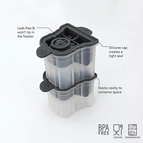 Tovolo Leak-Free, Slow-Melting Silicone Sealed Lid Craft Ice Molds Novelty, Bulldog - Set 2, Charcoal