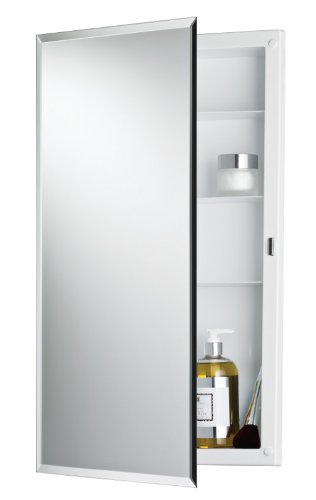 Jensen 781029 Builder Series Frameless Medicine Cabinet with Polished Edge Mirror, 16-Inch by 22-Inch by 3-3/4-Inch