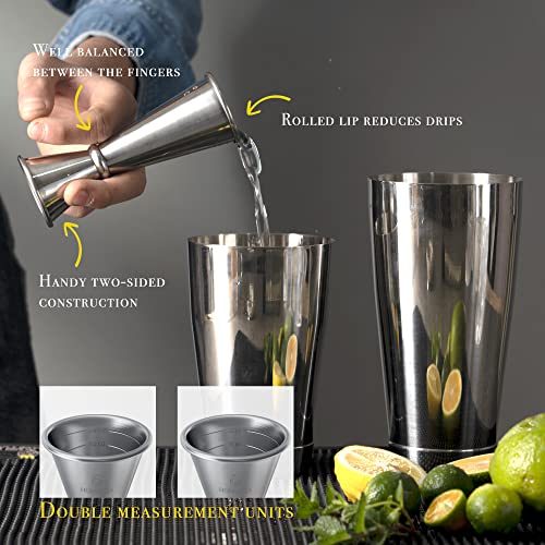 Homestia Stainless Steel Muddler for Cocktails Set, 10" Muddler and 12" Mixing Spoon with Cocktail Jigger, 3 Piece Bar Accessories Tools for Mojitos Making, Stirring, Fruit Drinks