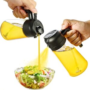 paracity oil dispenser bottle for kitchen, 2 in 1 olive oil sprayer and oil dispenser, oil spray bottle 500ml/ 17oz for cooking, kitchen, bbq, air fryer, salad, baking(1pcs black)