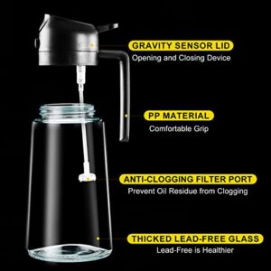 PARACITY Oil Dispenser Bottle for Kitchen, 2 in 1 Olive Oil Sprayer and Oil Dispenser, Oil Spray Bottle 500ML/ 17OZ for Cooking, Kitchen, BBQ, Air Fryer, Salad, Baking(1pcs Black)