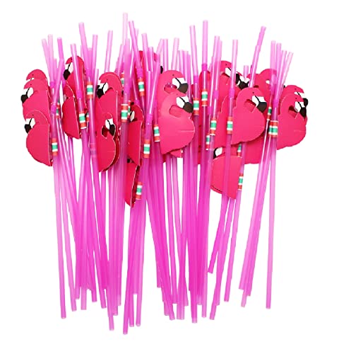 Hysagtek 50 Pcs Flamingo Straws Flamingo Drinking Straws Bachelorette Straws Bendable Cocktail Straws for Flamingo Pool Party Table Decor Birthday Wedding Tableware Decoration, Rose