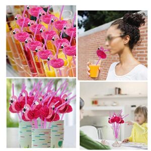 Hysagtek 50 Pcs Flamingo Straws Flamingo Drinking Straws Bachelorette Straws Bendable Cocktail Straws for Flamingo Pool Party Table Decor Birthday Wedding Tableware Decoration, Rose