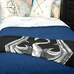 JUST FUNKY Skyrim Collectibles | Skyrim Dragon Emblem Fleece Throw Blanket | 45” x 60”