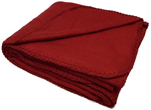 Anico Cozy Polar Fleece Blanket, 50" x 60", Dark Red