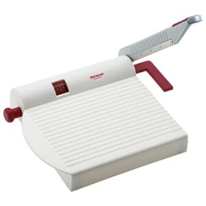 westmark germany multipurpose stainless steel cheese and food slicer with board and adjustable thickness dial (white) -