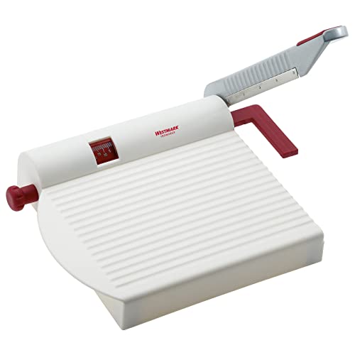 Westmark Germany Multipurpose Stainless Steel Cheese and Food Slicer with Board and Adjustable Thickness Dial (White) -