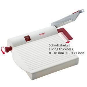 Westmark Germany Multipurpose Stainless Steel Cheese and Food Slicer with Board and Adjustable Thickness Dial (White) -