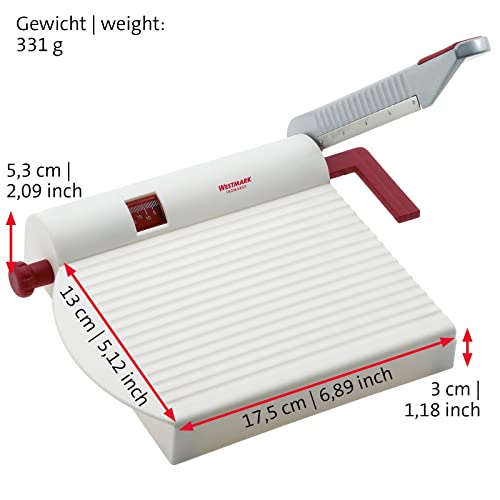 Westmark Germany Multipurpose Stainless Steel Cheese and Food Slicer with Board and Adjustable Thickness Dial (White) -