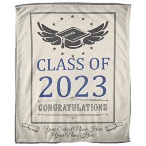 larerh personalized graduation blanket gifts 2023, class of 2023 custom name 50"x60" throw graduation gift for him & her, back to school for women/men, friends, daughter, son