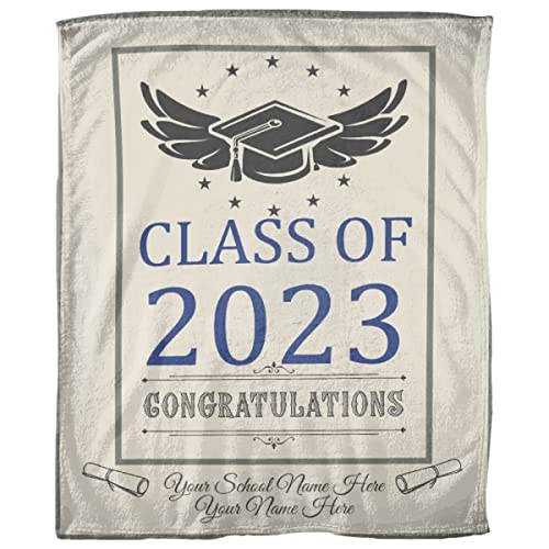 Larerh Personalized Graduation Blanket Gifts 2023, Class of 2023 Custom Name 50"x60" Throw Graduation Gift for Him & Her, Back to School for Women/Men, Friends, Daughter, Son