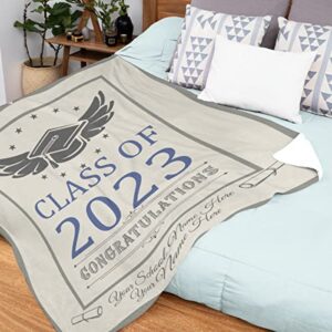 Larerh Personalized Graduation Blanket Gifts 2023, Class of 2023 Custom Name 50"x60" Throw Graduation Gift for Him & Her, Back to School for Women/Men, Friends, Daughter, Son