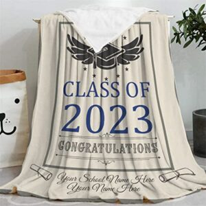 Larerh Personalized Graduation Blanket Gifts 2023, Class of 2023 Custom Name 50"x60" Throw Graduation Gift for Him & Her, Back to School for Women/Men, Friends, Daughter, Son