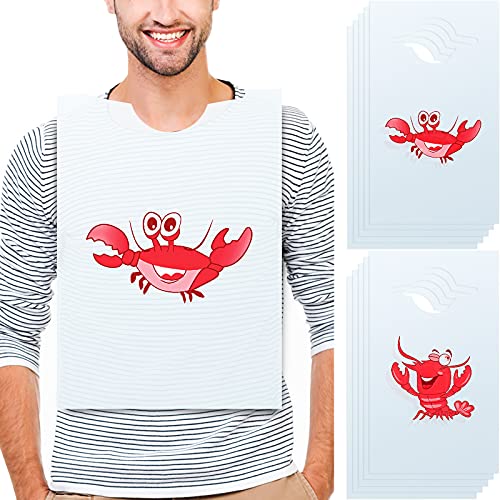 Geyoga 30 Piece lobster Bibs 23 Inch Crawfish Boil Seafood Boil Party Supplies Crab Plastic Seafood Funny Bibs for Adult Size