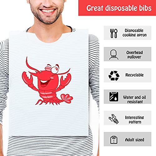 Geyoga 30 Piece lobster Bibs 23 Inch Crawfish Boil Seafood Boil Party Supplies Crab Plastic Seafood Funny Bibs for Adult Size