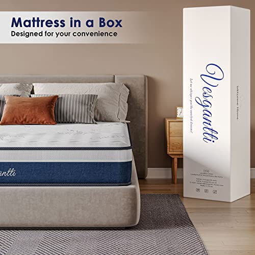 Vesgantti Tight Top Series - 10 Inch Innerspring Hybrid Full Mattress/Bed in a Box, Medium Firm Plush Feel - Multi-Layer Memory Foam and Pocket Spring - CertiPUR-US Certified