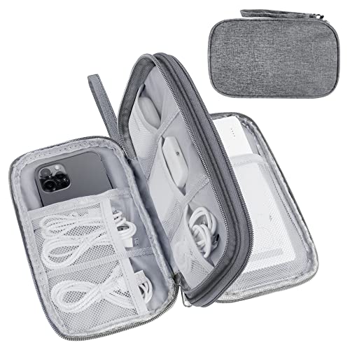 Lcsmaokin Electronics Travel Organizer,Portable Waterproof Electronic Travel Storage Bag for Small Charging Cord Storage,Charger,Small Electronics,SD Card etc,for Travel,Business and School -Grey