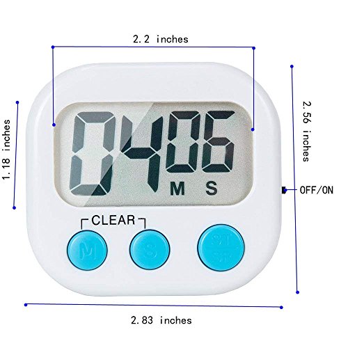 6 Pack Small Digital Kitchen Timer Magnetic Back and ON/Off Switch,Minute Second Count Up Countdown