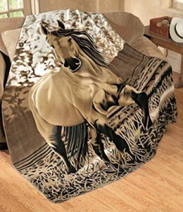 kchex country charming galloping horse soft fleece throw size 63x73 inches