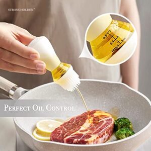 Glass Oil Dispenser Bottle for Kitchen with Brush, Oil Dispenser with Brush - Create Your Fine Cuisine - Cooking Oil Dispenser, White