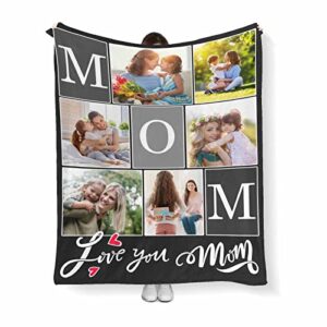 MyPupSocks Personalized Mom Gifts for Mothers Day Best Grandma Letter Blanket for Mom Mother's Day Blanket with Photos