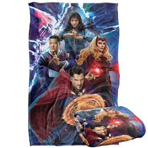 doctor strange multiverse of madness blanket, 36"x58" doctor strange, wong, america chaves, scarlet witch silky touch super soft throw blanket