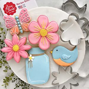 summer flower garden cookie cutters 5-pc set made in usa by ann clark, butterfly, bird, flower, daisy, mason jar