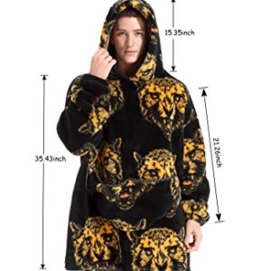 Lushforest Wearable Blanket oversized Hoodie, Super Warm and Cozy Sherpa Fleece Hooded body Sweatshirt Blanket, Thick Flannel Blanket with Elastic Sleeves and Giant Pocket for Women Adults Men Teens