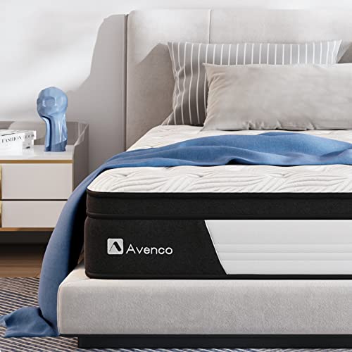 Avenco Queen Mattress 12 Inch, Hybrid Mattress Queen Medium Firm, Queen Mattress in a Box with Pocketed Springs CertiPUR-US Foam Mattress, Supportive&Pressure Relief, Breathable Fabric