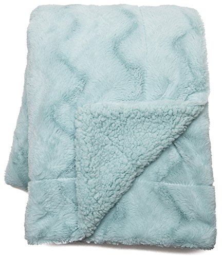 Chanasya Fuzzy Faux Fur Soft Wave Embossed Throw Blanket - Cozy and Warm Lightweight Reversible Sherpa for Couch, Home, Living Room, and Bedroom Décor (50x65 Inches) Turquoise