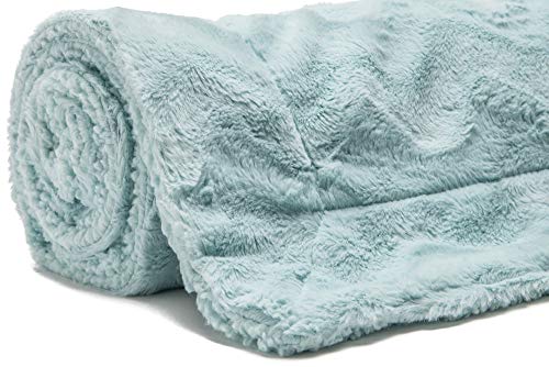 Chanasya Fuzzy Faux Fur Soft Wave Embossed Throw Blanket - Cozy and Warm Lightweight Reversible Sherpa for Couch, Home, Living Room, and Bedroom Décor (50x65 Inches) Turquoise