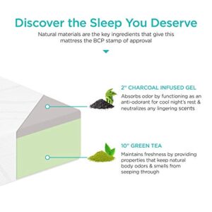 Best Choice Products 12in Full Size 2-Layer Medium-Firm Mattress w/Moisture Wicking, Odor Reducing Bamboo Charcoal Gel & Green Tea Infused Memory Foam - CertiPUR-US Certified