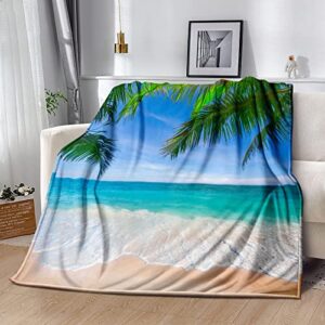 bducok ocean beach flannels blanket,tropical palm tree hawaii ocean throw blanket super soft sunshine beach coastal nature themed four seasons blanket(ocean blankets 3003-60"x50")