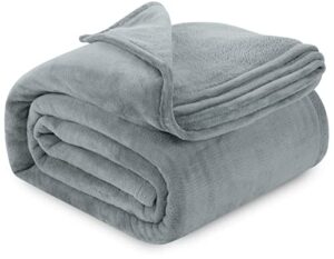 utopia bedding fleece blanket queen size cool grey lightweight fuzzy soft anti-static microfiber bed blanket (90x90 inches)