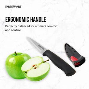 Farberware Edgekeeper 3.5-Inch Paring Knife with Self-Sharpening Blade Cover, High Carbon-Stainless Steel Kitchen Knife with Ergonomic Handle, Razor-Sharp Knife, Black
