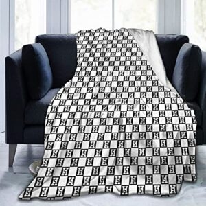 dpfqsky luxurious plaid h blanket for bed sofa- funny h&$ checkered cozy blanket warm bed blanket- super soft warm flannel throw blanket- 60"x50"black