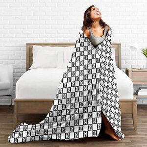 DPFQSKY Luxurious Plaid H Blanket for Bed Sofa- Funny H&$ Checkered Cozy Blanket Warm Bed Blanket- Super Soft Warm Flannel Throw Blanket- 60"X50"Black