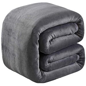 soft queen size blanket for fall winter spring all season 350gsm thicken warm fuzzy microplush lightweight thermal fleece summer autumn blankets for queen/full size bed sofa softcare dark gray 90"*90"