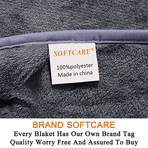 Soft Queen Size Blanket for Fall Winter Spring All Season 350GSM Thicken Warm Fuzzy Microplush Lightweight Thermal Fleece Summer Autumn Blankets for Queen/Full size Bed Sofa SOFTCARE Dark Gray 90"*90"