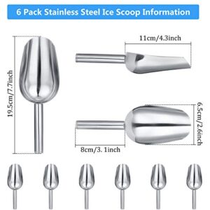 6 Pack 6 Ounce Stainless Steel Ice Scoop Small Metal Candy Scoop Mini Ice Cube Scoop Little Sugar Scoop Cream Scoop for Home Kitchen Food Jars Coffee Beans Bar Buffet