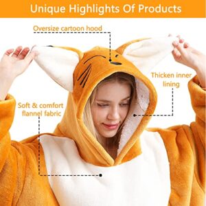 seewavom Sherpa Oversized Fleece Hug Hoodie Reversible Wearable Blanket TV-Blanket with Sleeves and Pockets for Adults Fits All