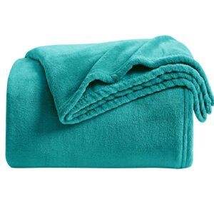 kmuset fleece blanket throw size teal lightweight super soft cozy luxury bed blanket microfiber lightweight blanket