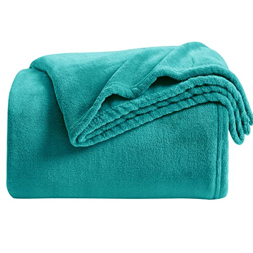 KMUSET Fleece Blanket Throw Size Teal Lightweight Super Soft Cozy Luxury Bed Blanket Microfiber Lightweight Blanket