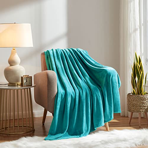 KMUSET Fleece Blanket Throw Size Teal Lightweight Super Soft Cozy Luxury Bed Blanket Microfiber Lightweight Blanket
